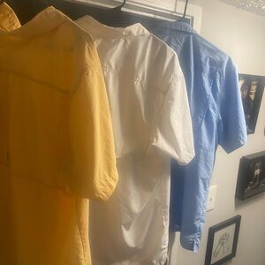 Lot of 3 Columbia Yellow, White and Blue light weight Mesh Shirts